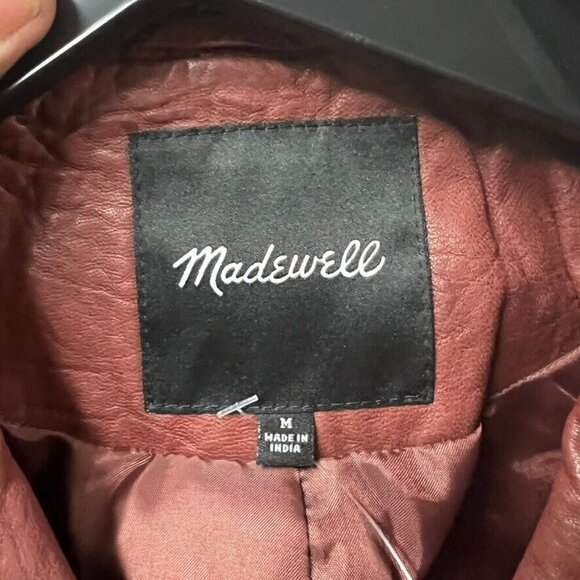 Madewell $525 Washed Leather Motorcycle Jacket Dusty Redwood Size M NC112 - Picture 15 of 15
